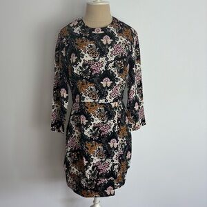 ALC Tordi Silk Mini Dress 3/4 Sleeves Pockets Zip 6